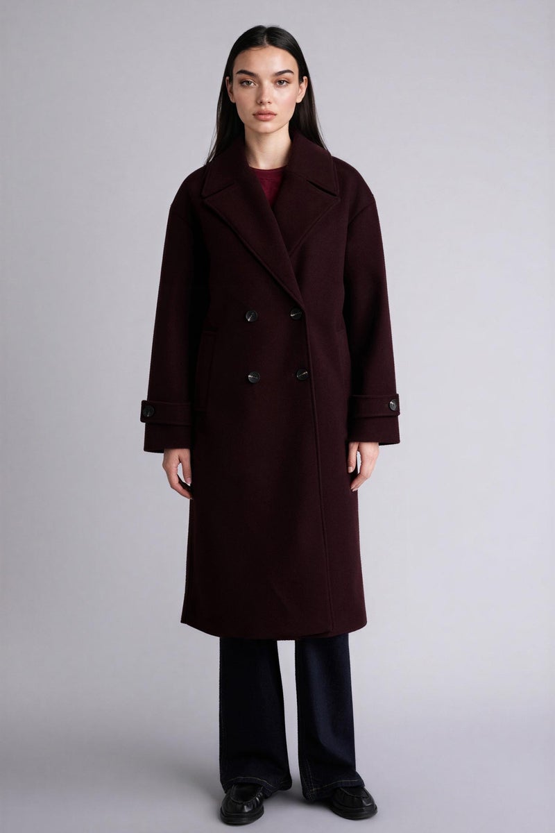 DeFacto Red Woman Regular Fit Cachet Long Coat Casual - Image 5